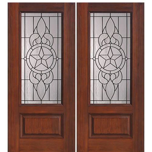 1 Panel 3/4 Lite Brazos Design Fiberglass Double Entry Door