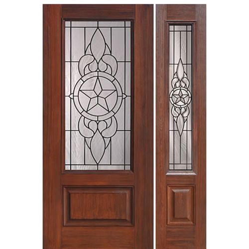 1 Panel 3/4 Lite Brazos Design Fiberglass Entry Door and Sidelite