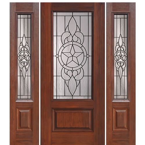 1 Panel 3/4 Lite Brazos Design Fiberglass Entry Door and Two Sidelites