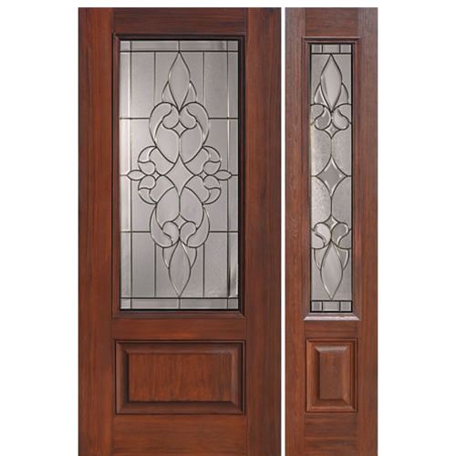 1 Panel 3/4 Lite Courtlandt Design Fiberglass Entry Door and Sidelite