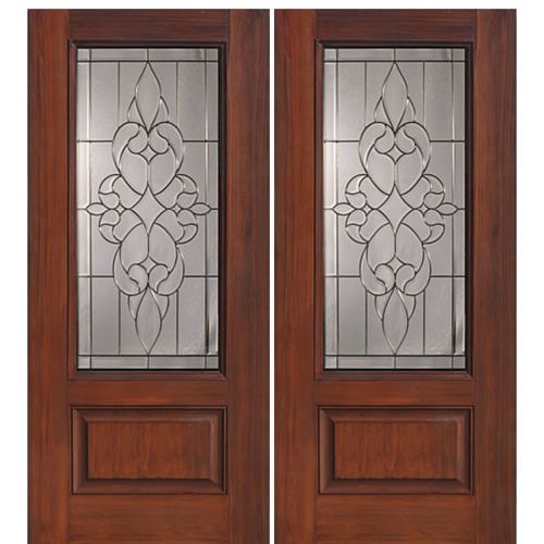 1 Panel 3/4 Lite Courtlandt Design Fiberglass Double Entry Door