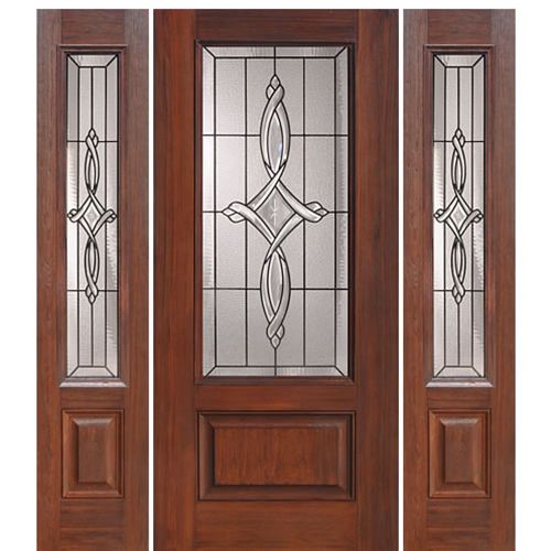 1 Panel 3/4 Lite Marsais Design Fiberglass Entry Door and Two Sidelites