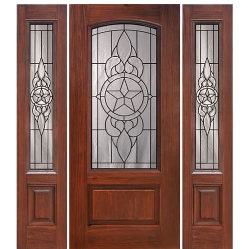 1 Panel Arch Lite Brazos Design Fiberglass Entry Door and Two Sidelites