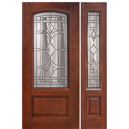 1 Panel Arch Lite Marsala Design Fiberglass Entry Door and Sidelite