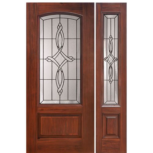 1 Panel Arch Lite Marsais Design Fiberglass Entry Door and Sidelite