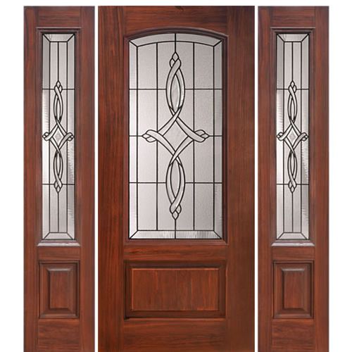 1 Panel Arch Lite Marsais Design Fiberglass Entry Door and Two Sidelites