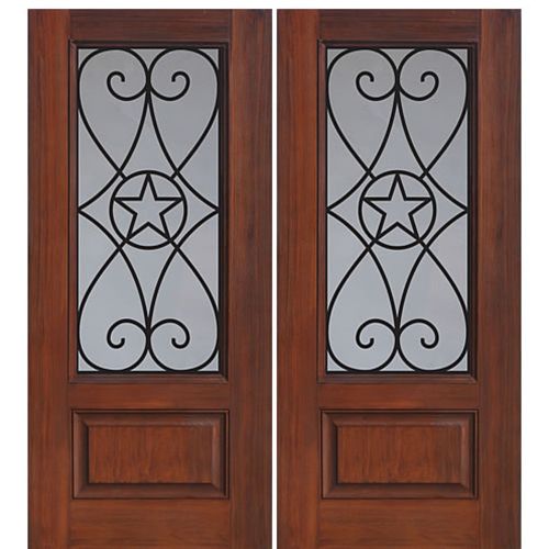 1 Panel 3/4 Lite Austin Design Fiberglass Double Entry Door