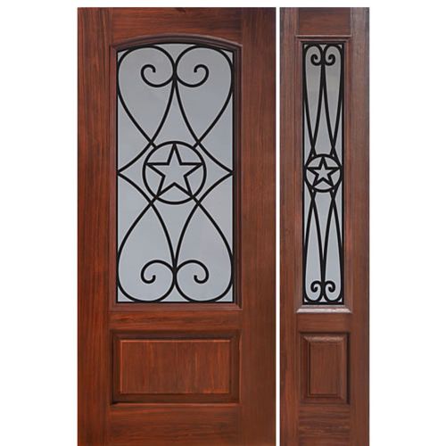 1 Panel Arch Lite Austin Design Fiberglass Entry Door with Sidelite