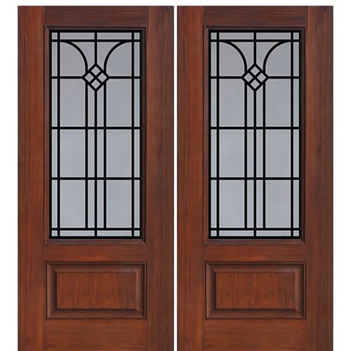 1 Panel 3/4 Lite Cantania Design Fiberglass Double Entry Door