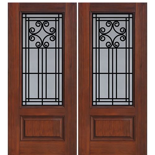 1 Panel 3/4 Lite Novara Design Fiberglass Double Entry Door