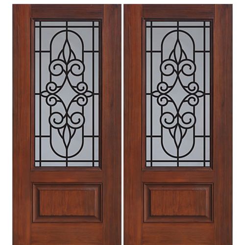 1 Panel 3/4 Lite Salento Design Fiberglass Double Entry Door