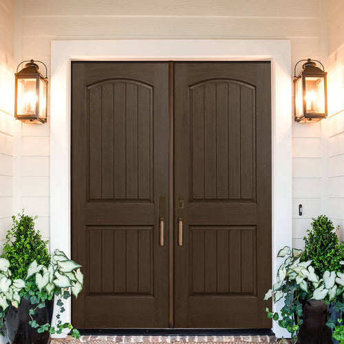 2-Panel Arch V-Groove-FG-1 | 36" x 80" 2-Panel Arch V-Groove Fiberglass Entry Door