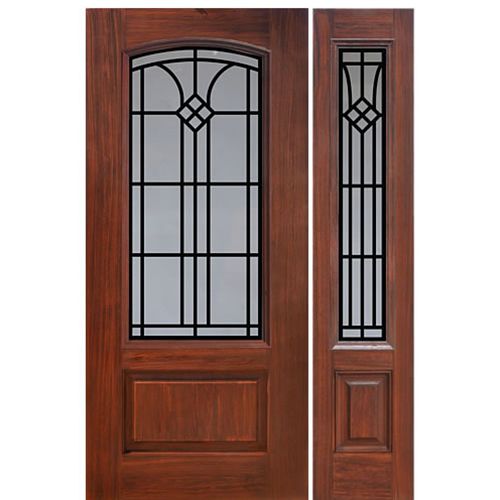 1 Panel Arch Lite Cantania Design Fiberglass Entry Door with Sidelite