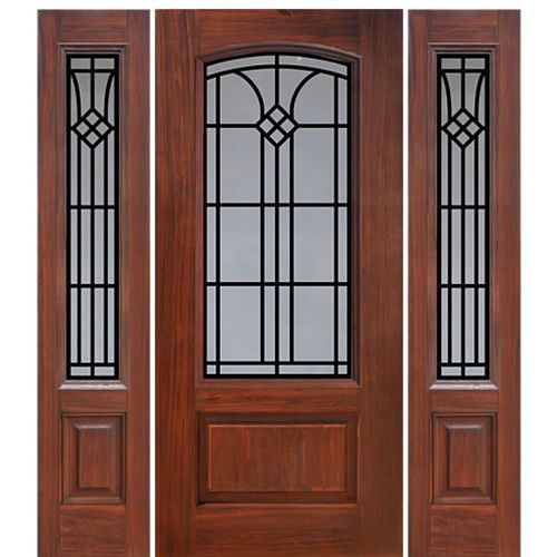 1 Panel Arch Lite Cantania Design Fiberglass Entry Door with Two Sidelites