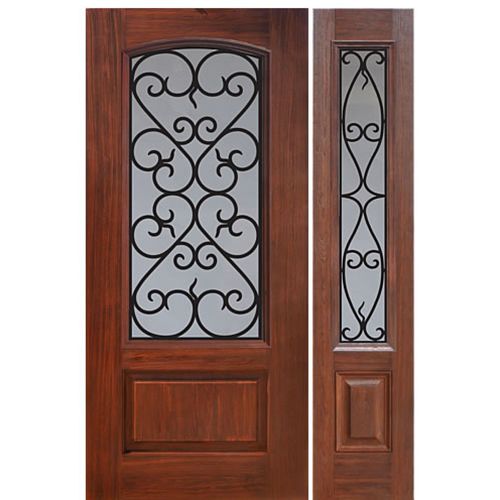 1 Panel Arch Lite Palermo Design Fiberglass Entry Door with Sidelite