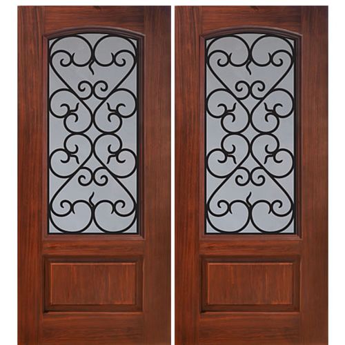 1 Panel Arch Lite Palermo Design Fiberglass Double Entry Door