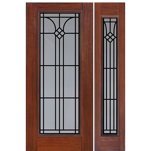 Full Lite Cantania Design Fiberglass Entry Door with Sidelite