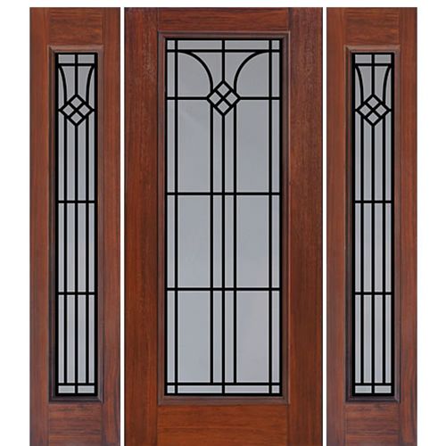 Full Lite Cantania Design Fiberglass Entry Door with Two Sidelites