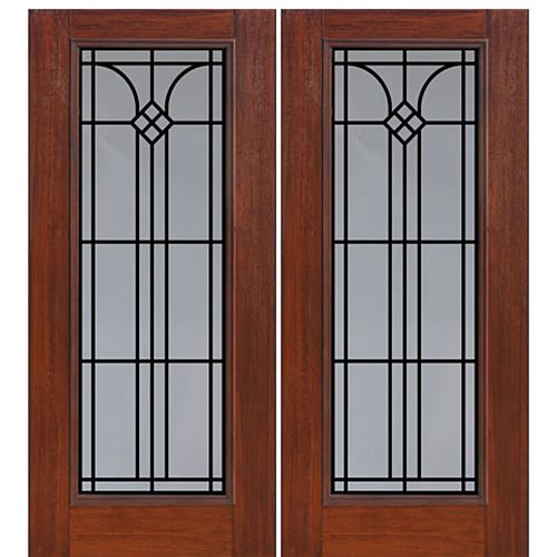 Full Lite Cantania Design Fiberglass Double Entry Door