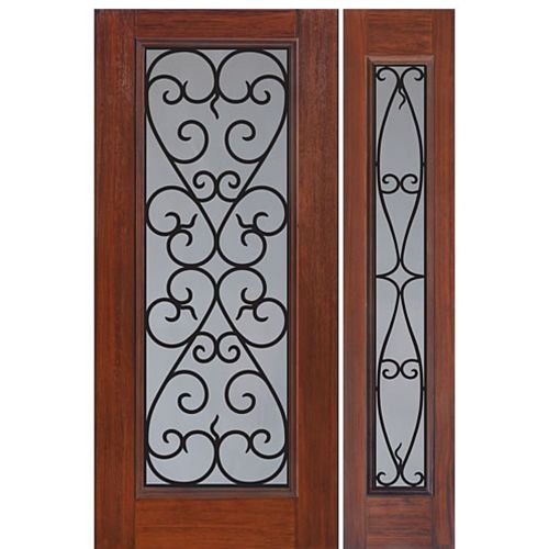 Full Lite Palermo Design Fiberglass Entry Door with Sidelite