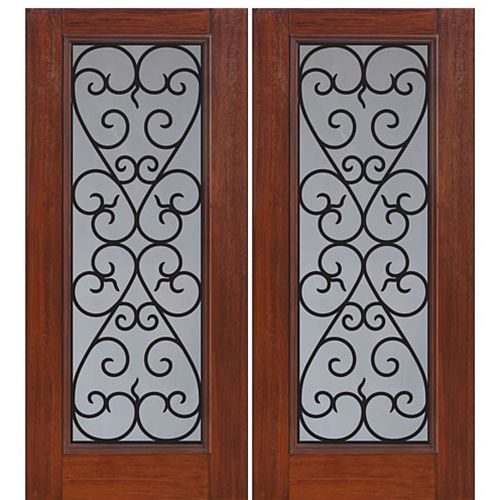 Full Lite Palermo Design Fiberglass Double Entry Door