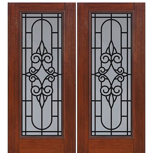 Full Lite Salento Design Fiberglass Double Entry Door