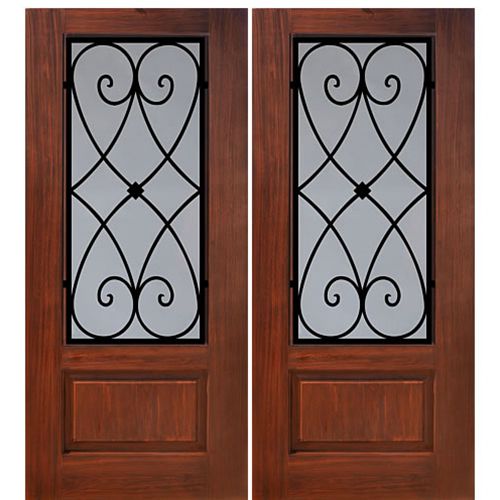 1 Panel 3/4 Lite Charleston Design Fiberglass Double Entry Door