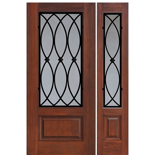 1 Panel 3/4 Lite La Salle Design Fiberglass Entry Door with Sidelite