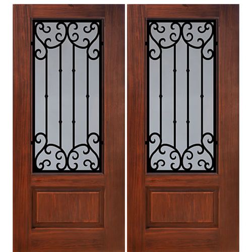 1 Panel 3/4 Lite Valencia Design Fiberglass Double Entry Door