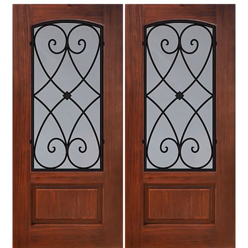 1 Panel Arch Lite Charleston Design Fiberglass Double Entry Door