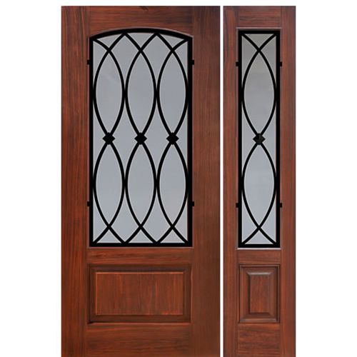 1 Panel Arch Lite La Salle Design Fiberglass Entry Door with Sidelite