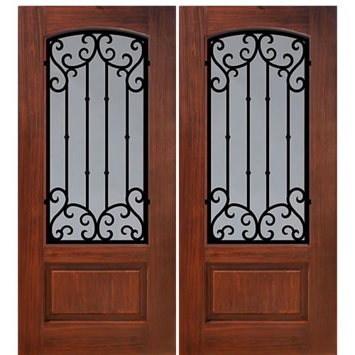 1 Panel Arch Lite Valencia Design Fiberglass Double Entry Door