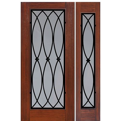 Full Lite La Salle Design Fiberglass Entry Door with Sidelite