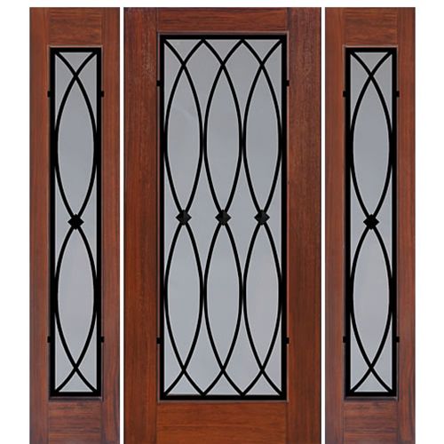 Full Lite LaSalle Design Fiberglass Entry Door with Two Sidelites