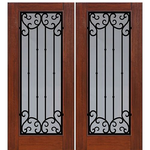 Full Lite Valencia Design Fiberglass Double Entry Door