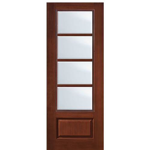 96" Tall 3/4 Lite 1 Panel 4 Lite SDL Horizontal, Fiberglass Entry Door