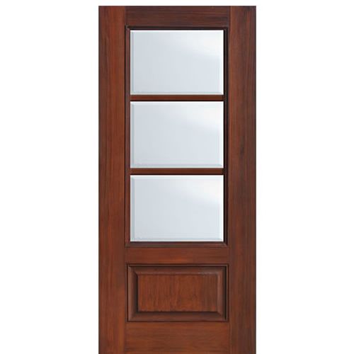 80" Tall 3/4 Lite 1 Panel 3 Lite SDL Horizontal, Fiberglass Entry Door