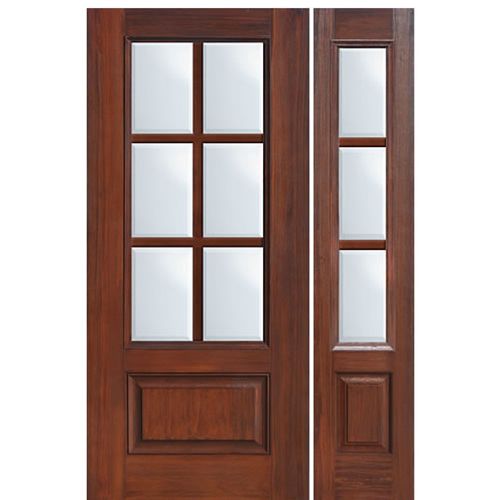 3/4 Lite 1 Panel 6 Lite SDL, Fiberglass Entry Door with One Sidelite