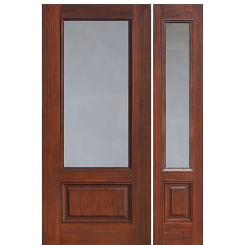 3/4 Lite Fiberglass Exterior Door with Privacy or Clear Glass and Sidelite