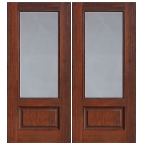 3/4 Lite Fiberglass Exterior Double Door with Privacy or Clear Glass