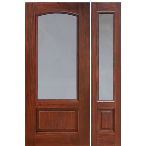 3/4 Arch Lite Fiberglass Exterior Door with Privacy or Clear Glass with Sidelite