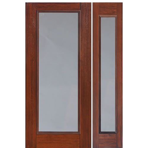 80" Tall Full Lite Fiberglass Exterior Door with Privacy or Clear Glass and Sidelite