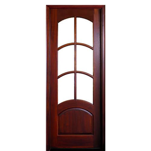 8ft. Tall True Divided 6-Lite Mahogany Entry Door with Arched Glass Panels