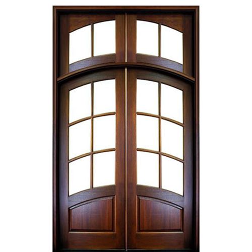 8ft. Tall Pre-hung Mahogany Double Entry Doors and 4-Lite Transom