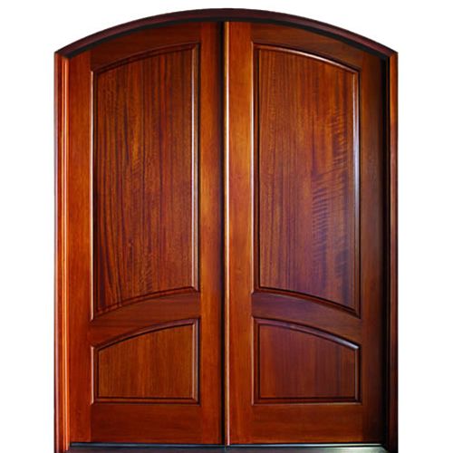 96" Pre-hung Sold Panel Mahogany Arch Top Double Entry Door