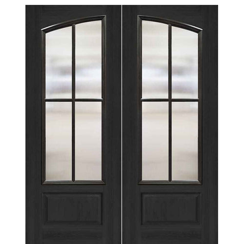 3/4 DBL 4-Lite SDL SQ | Pre-hung 3/4 4-Lite SDL Fiberglass Double Entry Doors