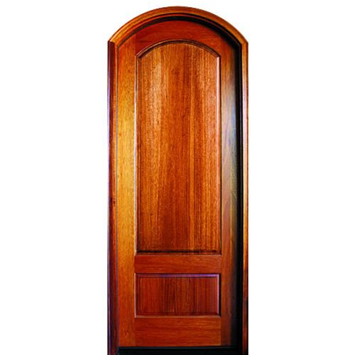 Pre-hung Arch Top Solid 2-Panel Mahogany Single Entry Door