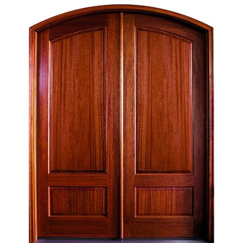 Pre-hung Solid 2-Panel Mahogany Double Entry Doors