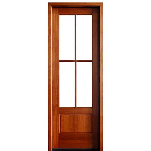 4-Lite TDL 96" Mahogany Entry Door with Clear Beveled or Flemish Low-E Glass