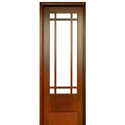 9-Lite TDL Mahogany Entry Door with Clear Beveled Low-E Glass